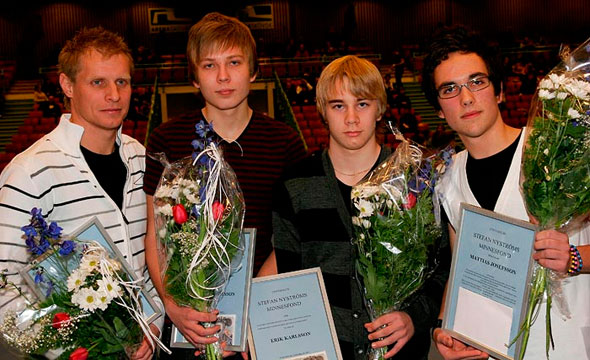 Jens Larsson, Andreas Brjesson, Erik Karlsson och Mattias Josefsson, rets Nystrmsstipendiater