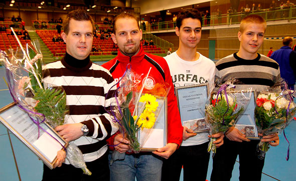 Andreas Gransson, Per Ekblom, Jakob Hannah och Joni Kortesmaa, rets Nystrmsstipendiater